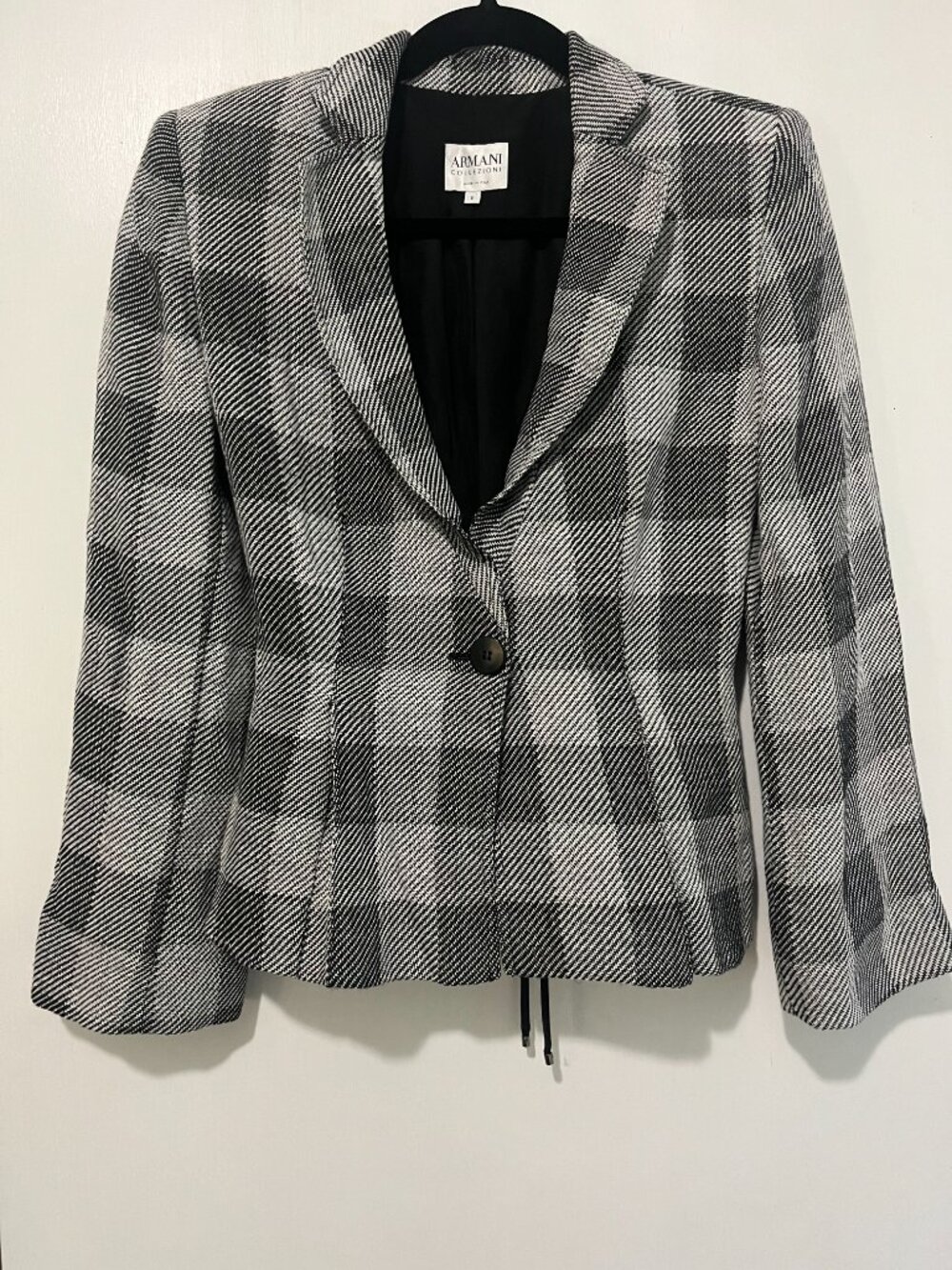 NWOT Armani Collezioni Corset Tie Back Checkered Blazer